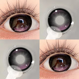 1 Pair(2pcs) Purple/Green/Brown/Black/Grey Comfortable Color Contact Lenses Without Irritation For Girls With Degree