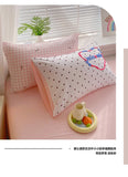 Korea Style Bedding Set Purple Heart Washed Cotton Soft Duvet Cover Skin-friendly Quilt Cover Bed Sheet Pillowcase Home Textiles