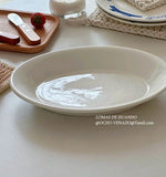 Ele Oval Cerc Plate Ins Sle Milk White for Restaurant Pastries Salads Fruits Pasta Multi Functional Diware