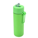 Stainless Steel Thermos Mug, Large Capacity, Portable Silicone Handle with Straw, American Large Capacity, WATER BOTTLE, 650ml