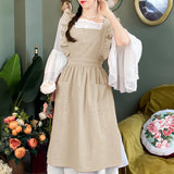 Japanese cotton apron, solid color, can be used in bookstores, nail shop, coffee shop, new fashion