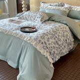 4Pcs French Princess Style 160 Counts Long Stella Cotton 100% Cotton Edge Bedding Duvet Cover 200x230 220x230 Four Seasons
