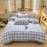 New Soft and Skin-friendly All-cotton Duvet Cover Skin-friendly Breathable Checkered Quilt Cover with Pillowcase