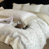 Luxury Digital Printing Flowers and Plants Bedding Set Lyocell Eucalyptus Fiber Soft Silky Duvet Cover Bed Sheet Pillowcase 4Pcs