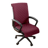 Quilted Office Chair Cover Solid Color Anti-dirty Desk Computer Armchair Chair with Slipcovers Buckle Gaming Seat Cover