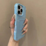 Luxury 2in1 Card Bag Candy Phone Case For iPhone 17 12 13 14 15 16 Pro Max 11 TPU + PC Wallet Shockproof Bumper Back Cases Cover
