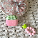 Fresh Green Grid Flower Bracelet Protection Cover for AirPods Pro or 2 Earphone Case for AirPods 1 2 3 4 Accessory Headset Shell