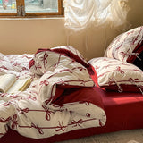 3/4PCS Red Butterfly Knot Bedding Set  Grid Cute Pony Printed Duvet Cover Set for Goth Girl Bedroom Decoration King Queen Size
