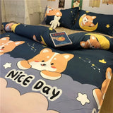 Ins Style Fashion Butterfly Bedding Set For Girls Boys Double Size Flat Sheet Duvet Cover Pillowcase Bed Linen Home Textile