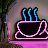 Chi-buy LED Neon Black back plate coffee mug USB Powered Neon Signs Night Light 3D Wall Art Bedroom Living Room Decor Lamp Signs
