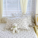 100% Cotton 2pcs Flower Prints Ruffles Pillowcases 48x74cm Sizes Cushion Cover for Bed Floral Style Adults Kids Pillowslip 베개커버