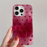 Adorable Heart Phone Case For iPhone 17 16 Pro Max 15 14 13 12 11 XS X 7 8 Plus 16e With Cute Dot Raspberry Red Background Cover