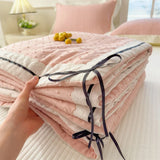 Ins Girl Bow Summer Thin Quilt Seersucker Washed Cotton Summer Quilt Single Dormitory Air Conditioner Blanket Machine Washable