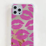 Korean Ins Full of Pink Lips Mirror Phone Case for iPhone 14 13 Pro Max Plus Back Cover for 12 11 Pro Max X XS Max 7 8 SE Capa