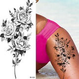 Rose Flower Skin Tattoo Stickers Blossom Flase Tattoos for Body Apart Leg Arms Neck Back Temporary & Removable Flower Tattoos