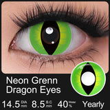 Yearly Use Cat Eye Halloween Contact Lenses For Eyes Cosplay Colored Eye Contacts Green/White Cosmetic Cosplay 14.5mm