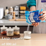 Seasoning Container with Spoon Glass Spice Containers Multifunctional Storage Glass Jar Essential Kitchen Accessories
