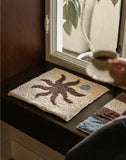 Seaside Tufting Seat Cushion Soft Chair Sofa Ocean Theme Tufted Fish Pad Home Office Warm Cozy Decor for Autumn Winter 36x40cm