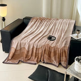 Ikeehome  new high gram weight stripe smudging blanket multi-functional office nap leisure blanket rabbit plush hemming blanket