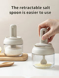 1/3 pcs Glass Seasoning Bottle With Telescopic Spoon Household Kitchen Salt Storage Box Leak Proof and Moisture-proof