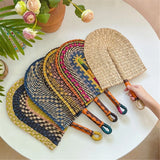 Seagrass Fan Braided Grass Woven Wall Hanging Straw Fan Decoration Vietnamese Fan Decor For Coastal Theme Cultural Enthusiasts