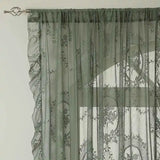 New round Mirror Flower Lace Curtain Semi-Privacy Bedroom Window Treatment Country Style Polyester Fabric Valance Home Decor