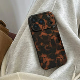 Brown Amber Retro Leopard Print Tpu Gloss Phone Case For iPhone 17 16 15 14 13 12 11 Pro Max 14/15 Plus 17 Air Soft Back Cover