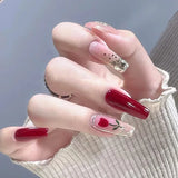 24pcs Floral Coffin Nails Set Press on Nails Cat Eye Fake Nails Butterfly Flower Design False Nails Wearable Manicure Nail Tips