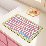 Vibrant Pattern Diatomite Mat Fast Drying Heat-Resistant Absorbent Non-slip Pad for Kitchen Countertop Coffee& Dining Table