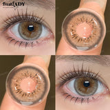 1 Pair Colored Contact Lenses Natural Brown Pupils Blue Eyes Contact lenses Gray Soft Contacts 14.50mm