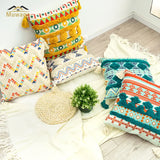 Throw Pillow Cover Bohemian Traditional Culture Ethnic Ornament Floral with Tassels Throw Pillow Covers for  Sofa Home Decor
