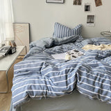 3pcs Classic Black and White Plaid Striped Duvet Cover Set Soft Washed Cotton Quilt Cover Adult Children Bedroom Bedding Set