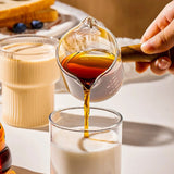 1 Piece 75ml Double Mouth Milk Cup With Side Wooden Handle Clear Glass Coffee Cup, Suitable For Home Espresso, Milk Production