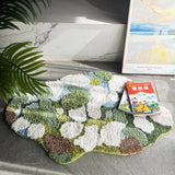 Irregular Tufted Moss Forest Bedroom Rug Green Plant Forest Door Bedside Mat Fluffy Foot Carpet Floor Safety Pad Home Room Decor