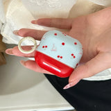 Lovely Red Cherry Bowknot Gloss Pattern Wireless Bluetooth Earphone Case For AirPods Pro 2 4 3 2 1 Soft Shell Funda With Pendant