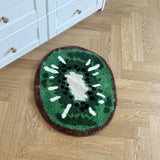 Tufting Oval Kiwifruit Entrance Mat Bathmat Living Room Carpet Anti-Slip Bedside Rug Soft Bedroom Floor Pad Aesthetic Home Decor