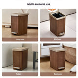 Wood Grain Garbage Bin High-end Household Garbage Storage Sealed with Lid Double Opening Design Kitchen and Bathroom Garbage Bin