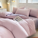 Solid Color Duvet Cover Set 100% Washed Cotton Bedding Set Super Soft Comfortable Lightweight Comforter Cover with 2 Pillowcases