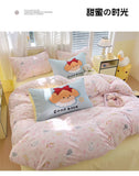 Washed Cotton Pink Duvet Cover Girl Room Decor Breathable Comforter Cover with 2 Pillowcases Bed Linens Bedding Set Home Textile