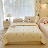 Embroidered Summer Quilt Washed Cotton Girl Home Comfortable Skin Friendly Soft Air-Conditioned Thin Quilted Queen Size Blankets