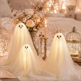 3 Pcs Battery Powered Halloween Ghost Figurine Table Decor Fun Ghost Table Decor Creative Halloween Decorations Light