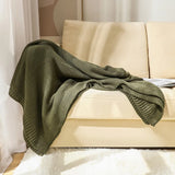 Lightweight Cable Knit Throw Blanket Soft Breathable All-Season Couch Decorative Cozy Blanket for Home Decor Christmas Green