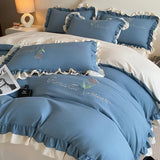 Elegance French Style Bedding Set Duvet Cover Set High Quality  New Lace Princess Embroidery Double Layer Edge King Queen