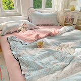 Korean StyleFloral Printed Summer Quilt Soft Skin-friendly Comforter Adults Single Double Washable Summer Lightweight Quilt 1PC