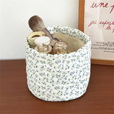1Pc Rustic Style Portable Cosmetic Storage Bucket Small Broken Flower Desktop Organizer Storage Basket