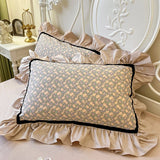 2Pcs Romantic French Pure Cotton Princess Style Pillowcases Lace Vintage Pillow Cover Cushion Ruffles Pillow Sham 48*74cm