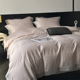 Lyocell Cotton Bed Linens Jacquard Bedding Set Sheet Pillowcase Quilt Cover Ru Queen King Size