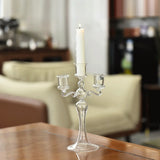 Nordic Transparent Glass Candlestick 3 Heads Candlesticks Taper Candle Holders Romantic Wedding Home Coffee Table Decor
