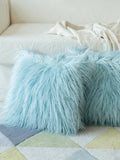 45cm Faux Sheep Fur Cushion Cover Washable Soft Square Pillowcase Furry Plain Fluffy Faux Fur
