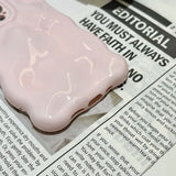 Lovely Pink 3D Bubble Gloss Silicone Shockproof Phone Back Cover Fundas Case For iPhone 11 12 13 14 15 16 Pro Max Plus Coque